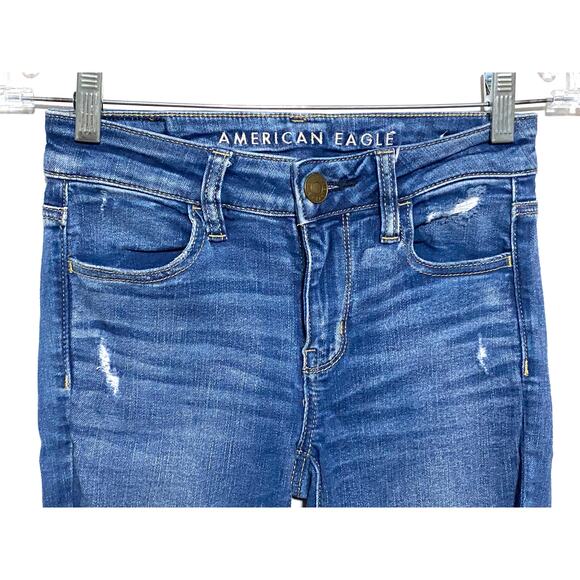 American Eagle Jegging Jeans Womens 0R Next Level Stretch Distressed Destroyed - Picture 5 of 10